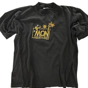 Vintage Single Stitch Yeah Mon Jamaica Irie T Shirt Black XXL Embroidered‎